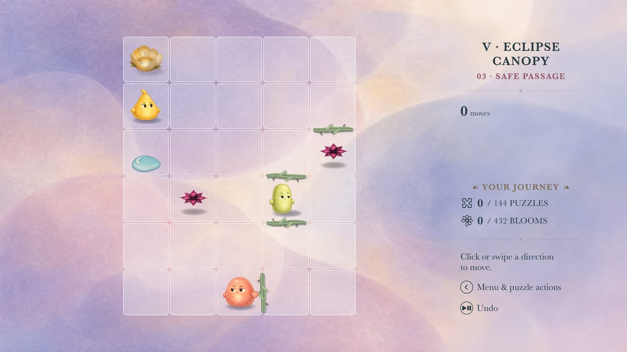 Safe Passage on Apple TV, with three Flitches, two Dark Blooms and the journey sidebar.